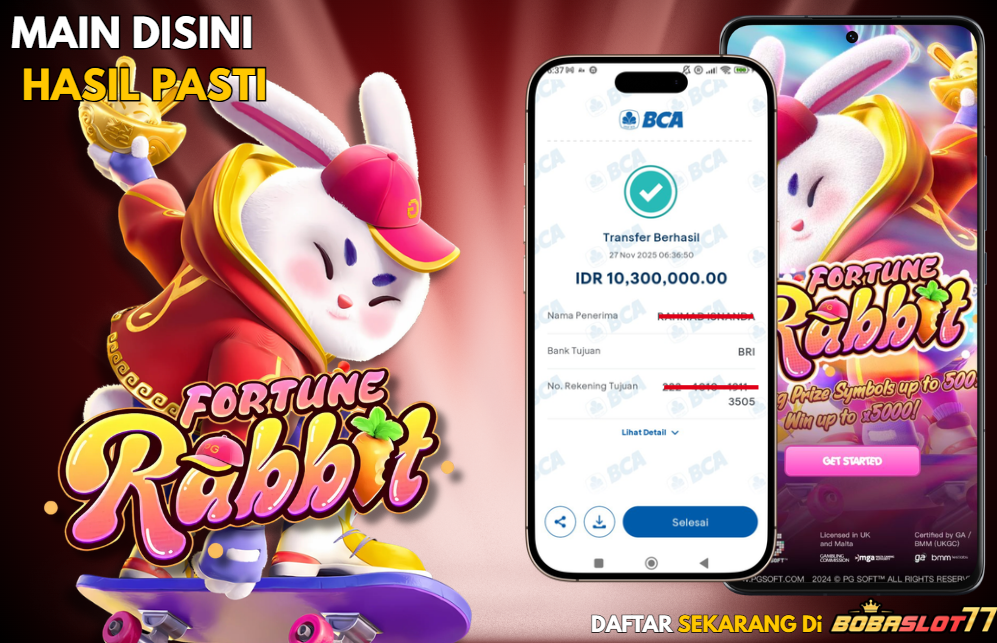 Selamat kepada user id : rok*****5 Wede Rp 10.300.000 di Game FORTUNE RABBIT PG SOFT Cair Gk Sampe 1 Menit! Menang Mudah di Bobaslot77